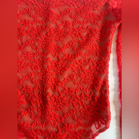 Free People orange Intimately Sheer Lace  Body Suit Size XS - Picture 2 of 7